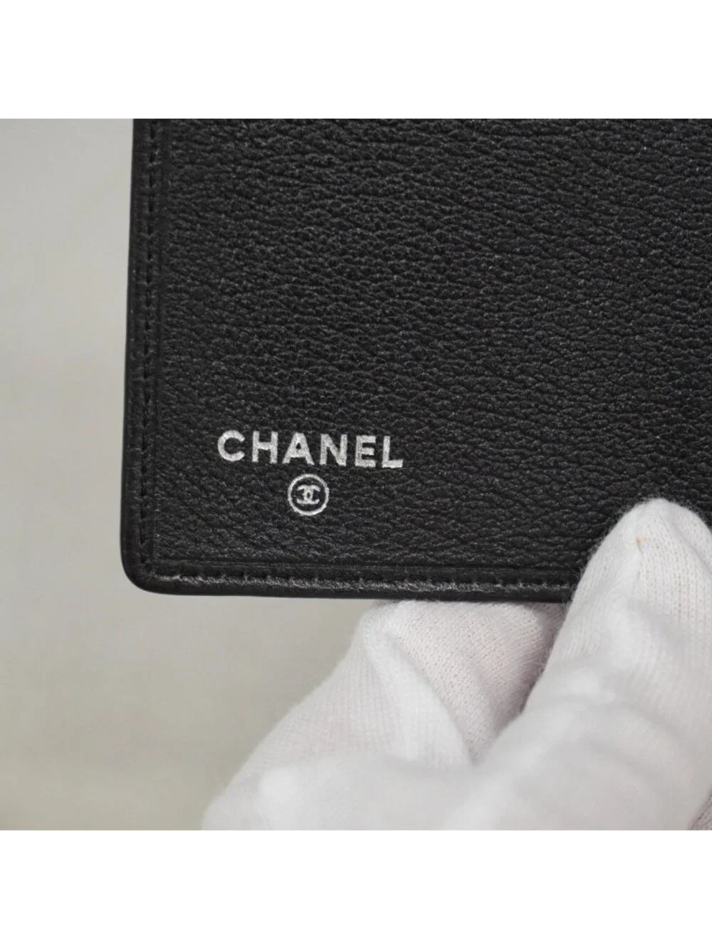 Chanel Card Case Camellia Lambskin Black Silver
